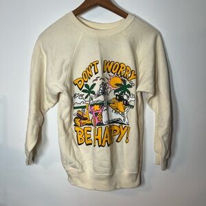 Vintage 1988 “Don’t Worry Be Happy” Duck With A Drink Cream Colored Crewneck